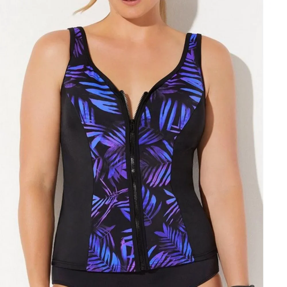 New Zip Front Sweetheart Sporty Tankini Swimsuits For All size 12